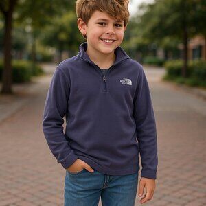 THE NORTH FACE Blue 1/4 Zip Fleece Pullover S 6 7 Sweater Top Jacket Boys Girls